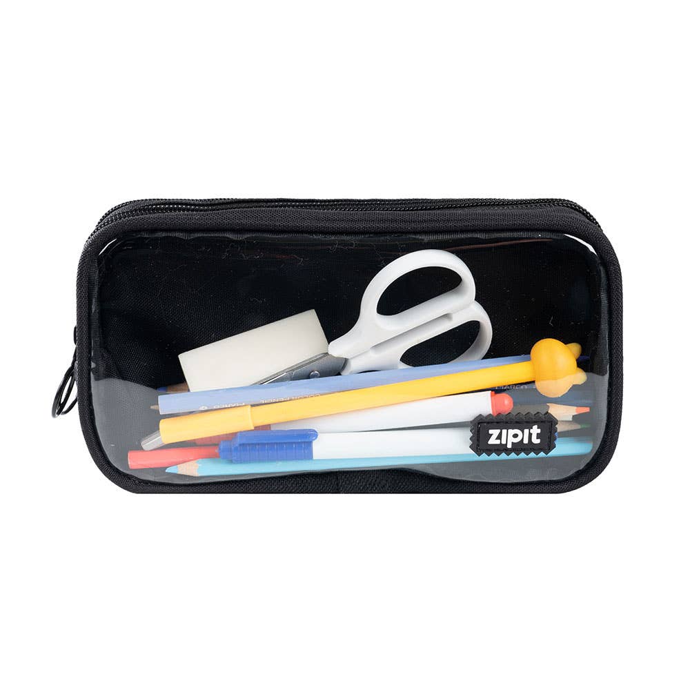 ZIPIT Half & Half Pencil Case, Aesthetic Pouch: Black
