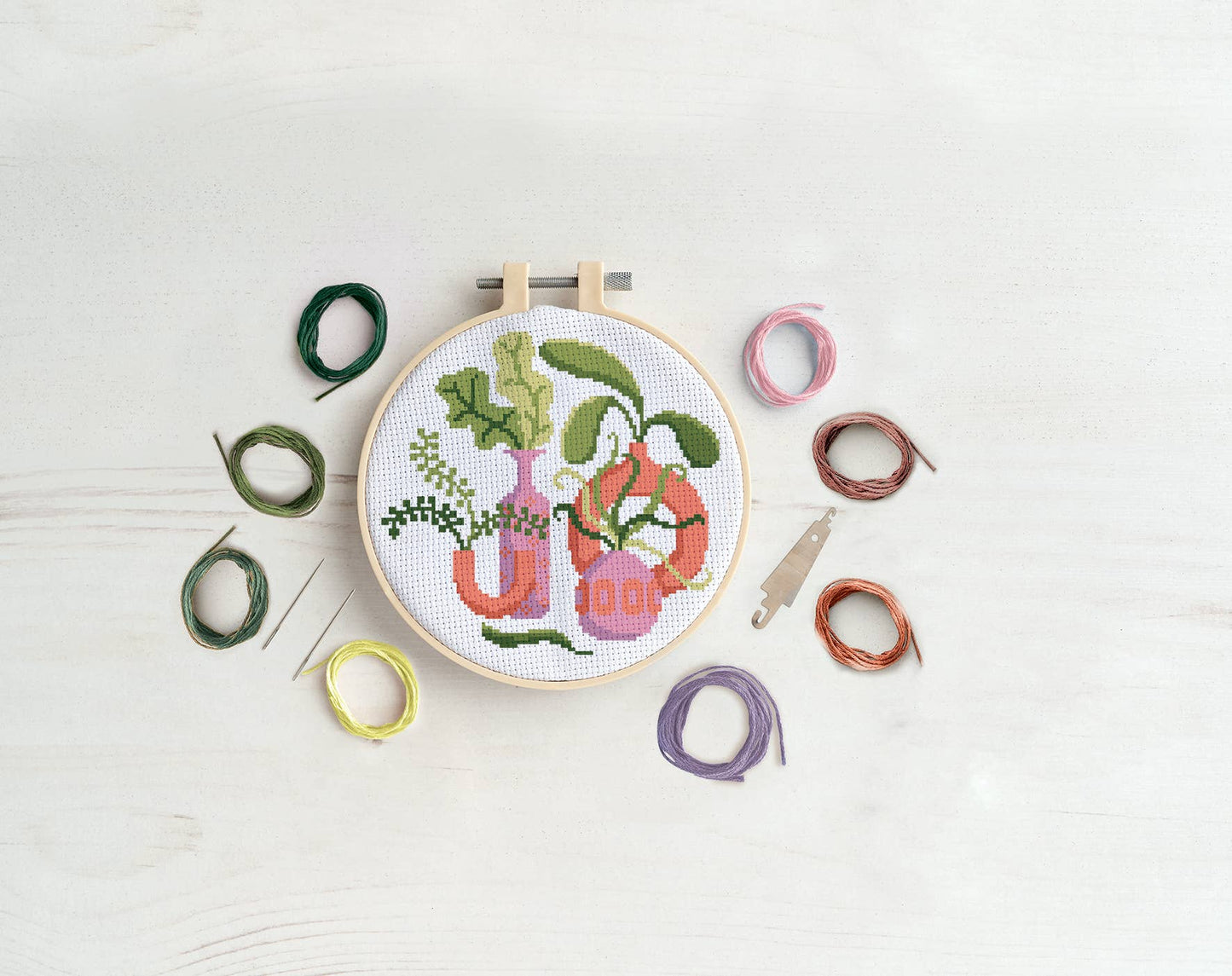 Simply Make Cross Stitch Craft Kit - Vases Design