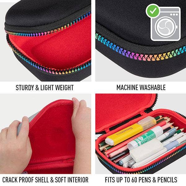 ZIPIT Black & Rainbow Storage Box, Pencil Box for School