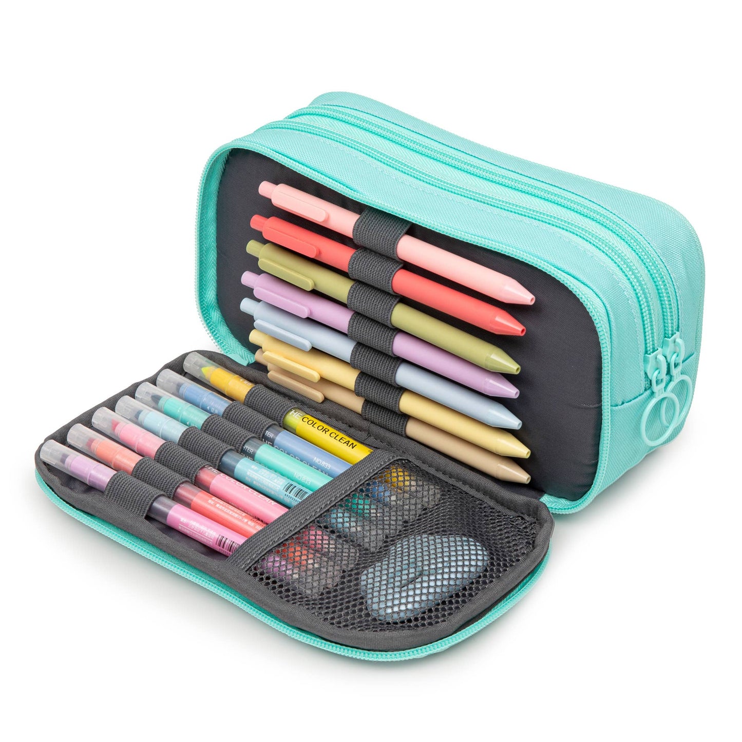ZIPIT Half & Half Pencil Case, Aesthetic Pouch: Mint