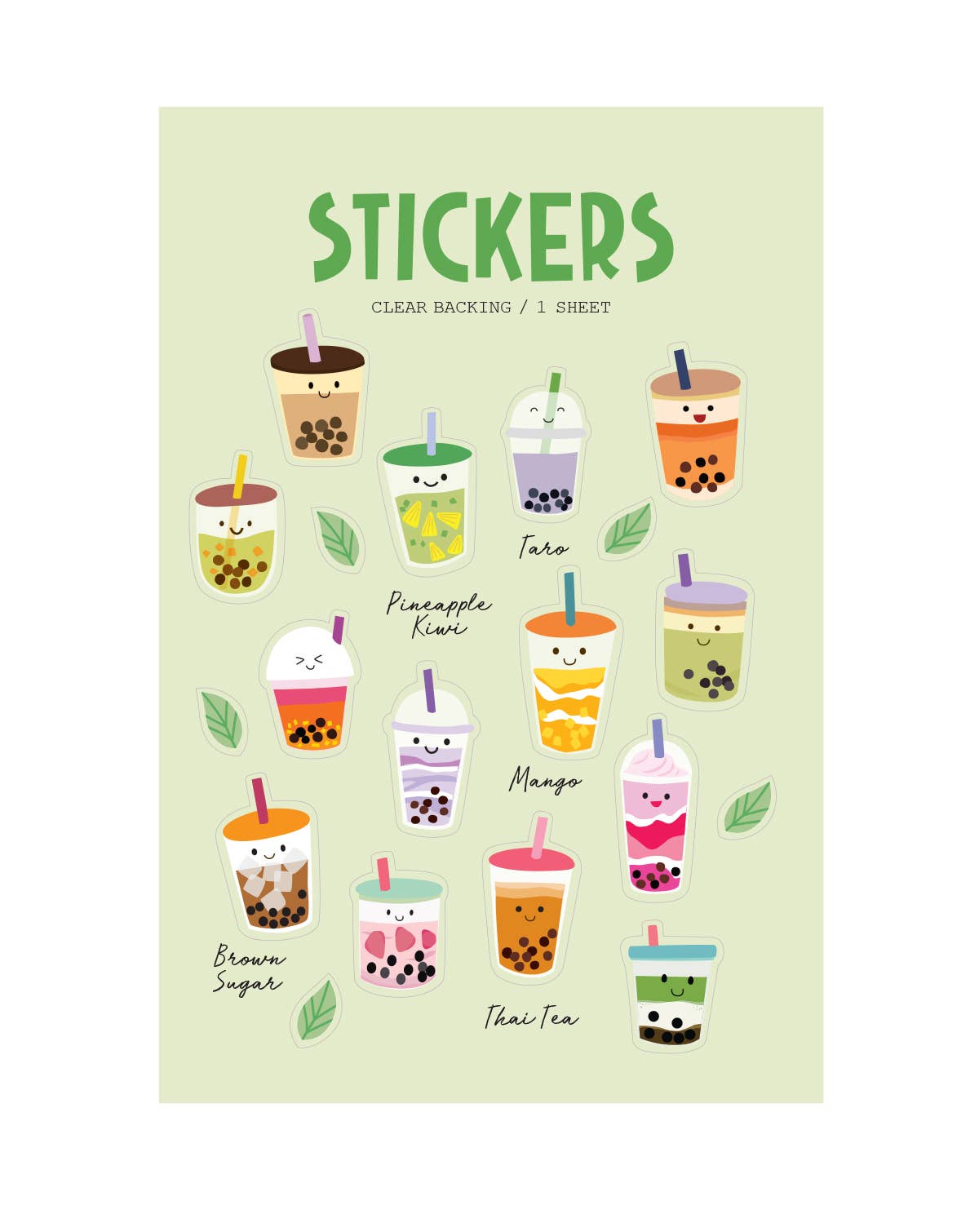 Bubble Tea Clear Sticker Pack
