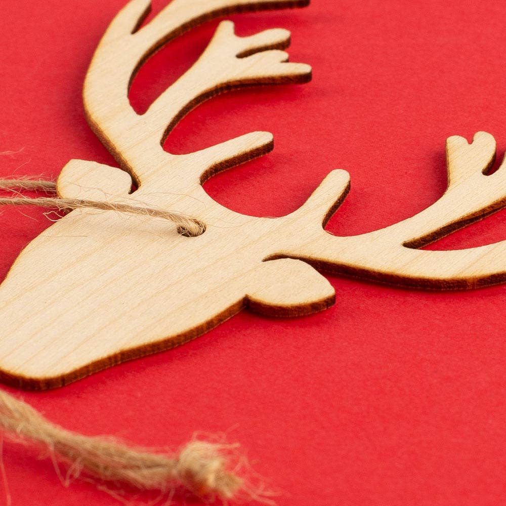 3" DIY Laser Cut Deer Head Wood Ornaments