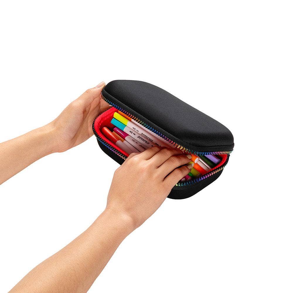 ZIPIT Black & Rainbow Storage Box, Pencil Box for School