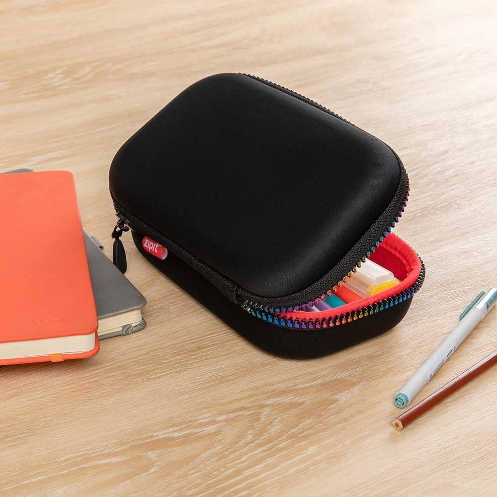 ZIPIT Black & Rainbow Storage Box, Pencil Box for School