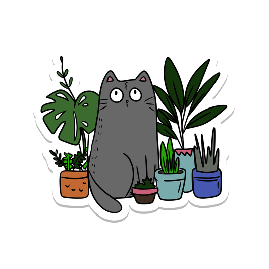 "Cat and Plants" Sticker