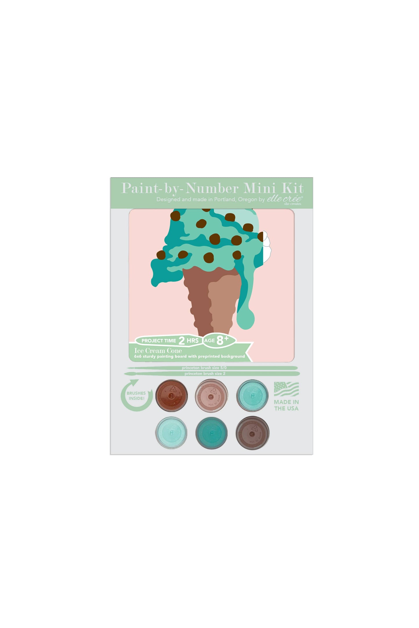 Elle Cree: Kids MINI Ice Cream Cone Paint-by-Number Kit