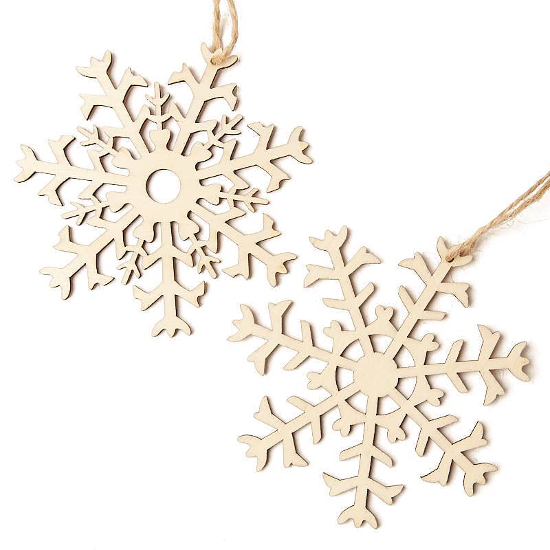 4" DIY Natural Wood Snowflake Laser Cut Ornament