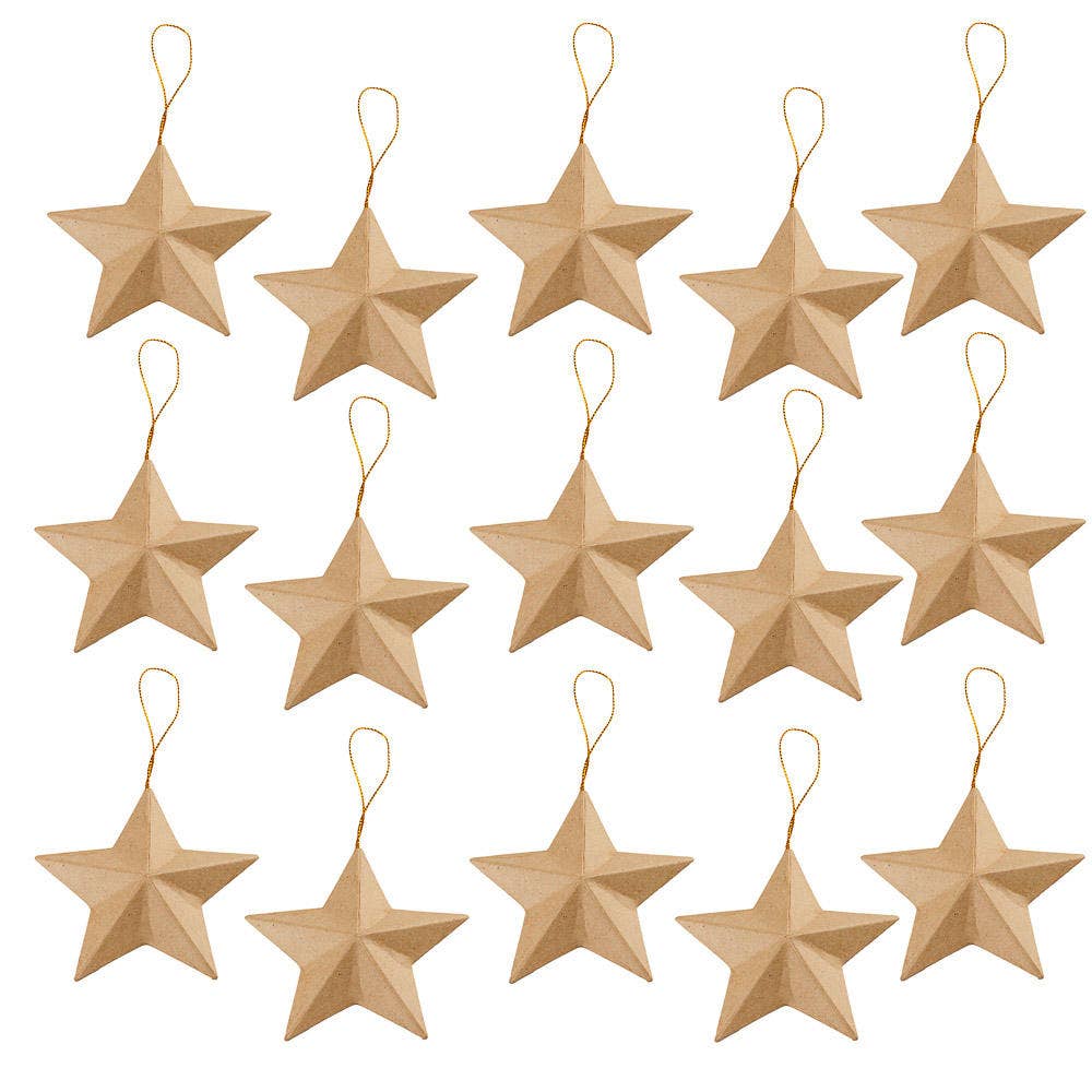 Paper Mache Dimensional Star Ornament 3x3"
