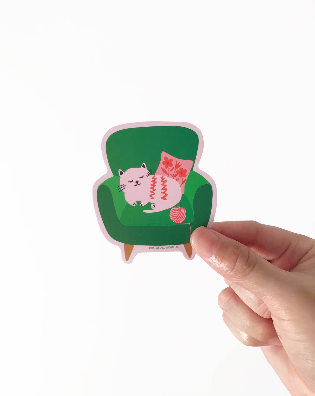 Armchair Cat Vinyl Sticker