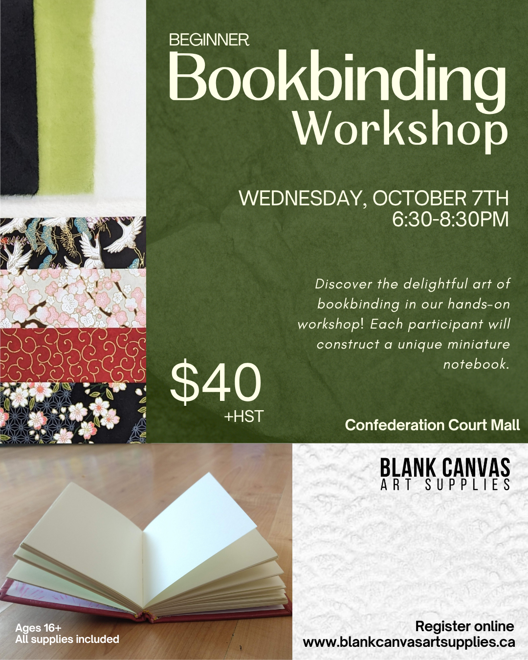 Beginner Bookbinding Workshop: Wednesday, October 7th 6:30-8:30pm