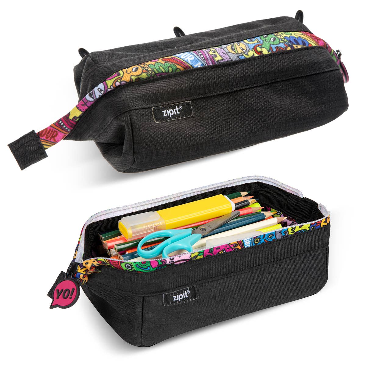 ZIPIT Lenny Pencil Case: Black