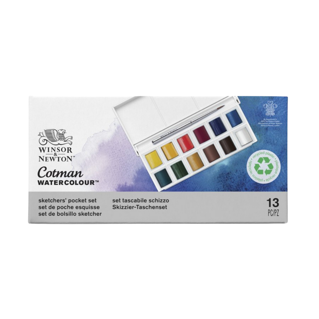 Winsor & Newton Cotman Sketchers Pocket Box Half Pan Set of 12