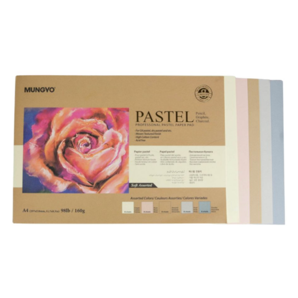 Mungyo Soft Colours Pastel Paper Pad Glue-bound 9x12" 30 Sheets