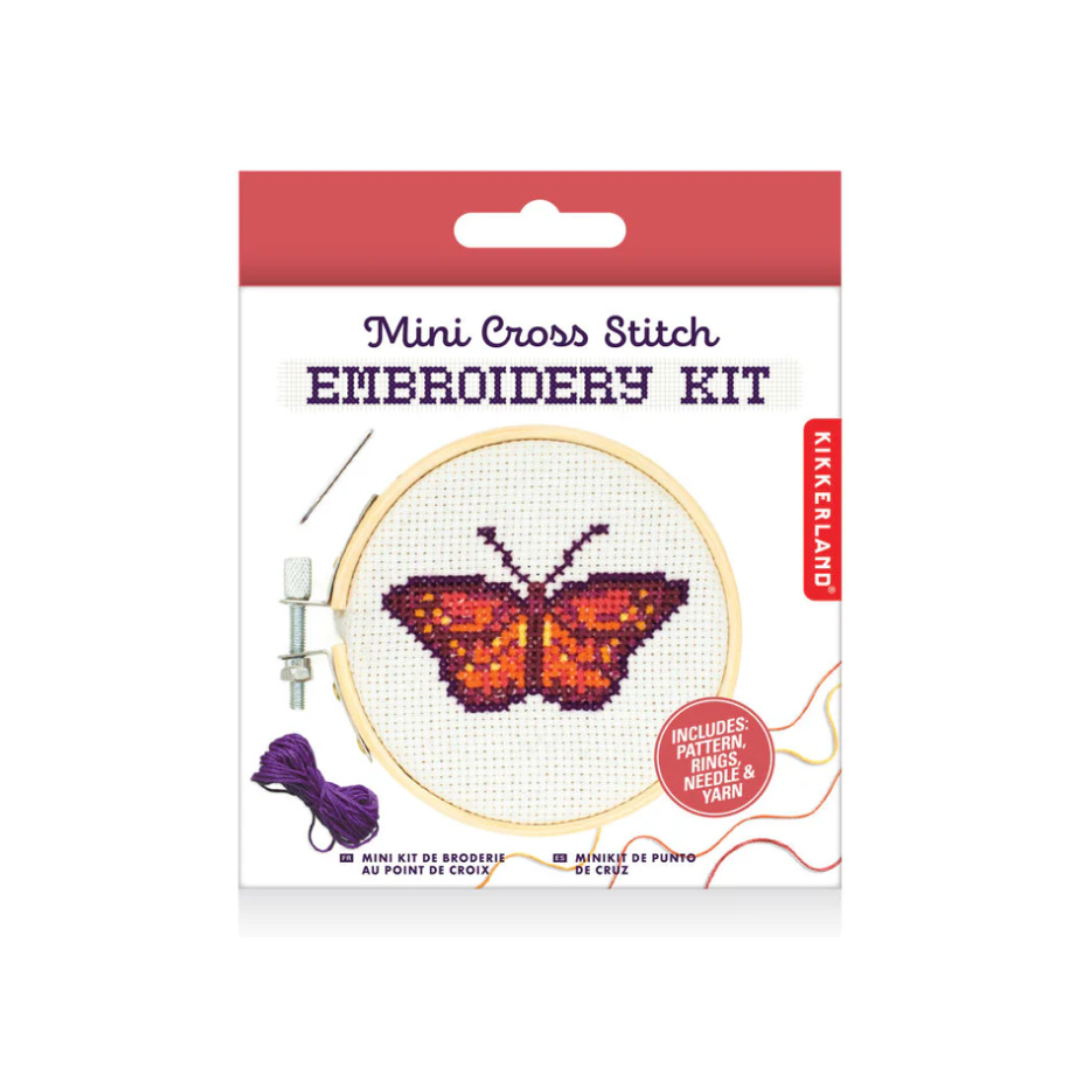 Kikkerland Mini Cross Stitch Kit - Butterfly