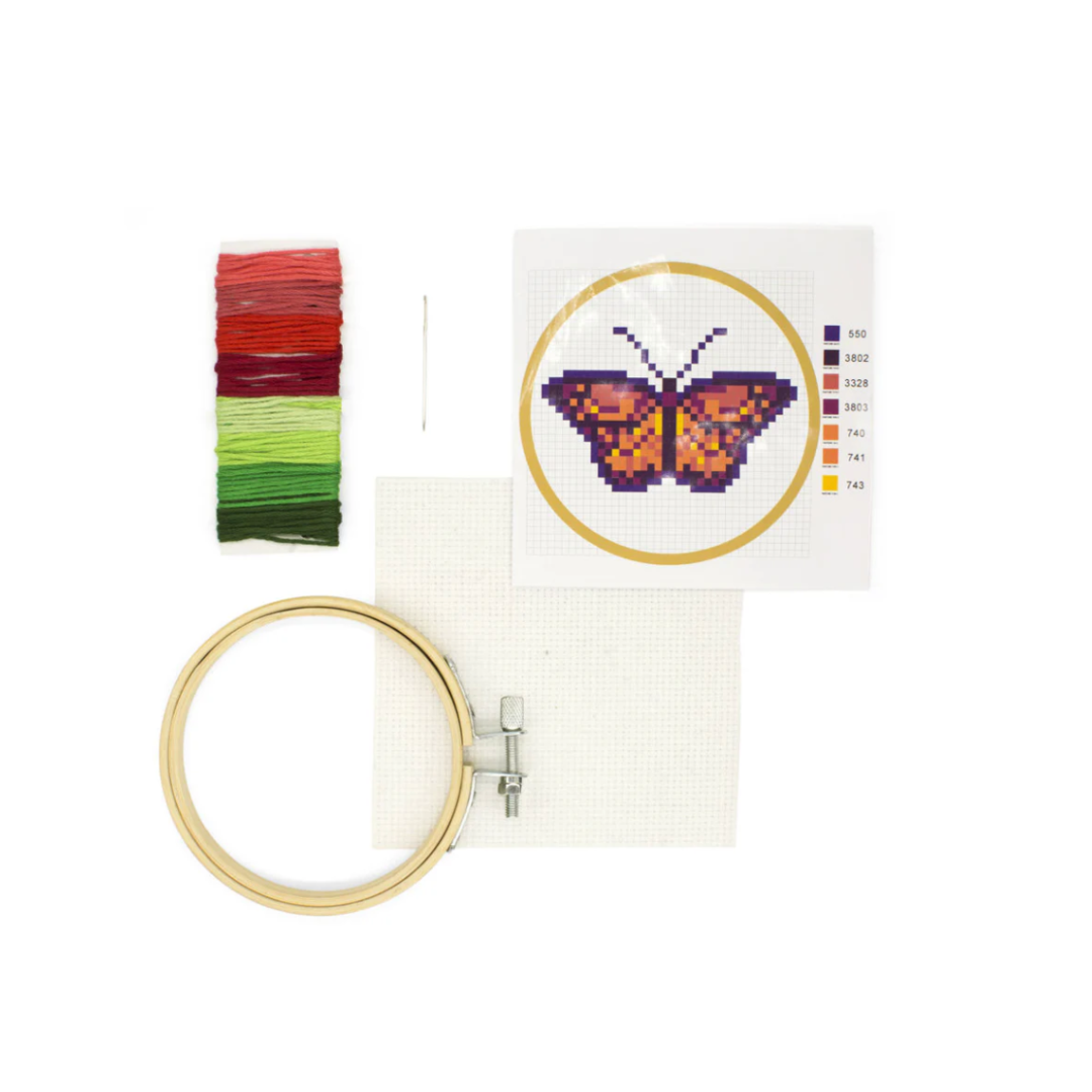 Kikkerland Mini Cross Stitch Kit - Butterfly