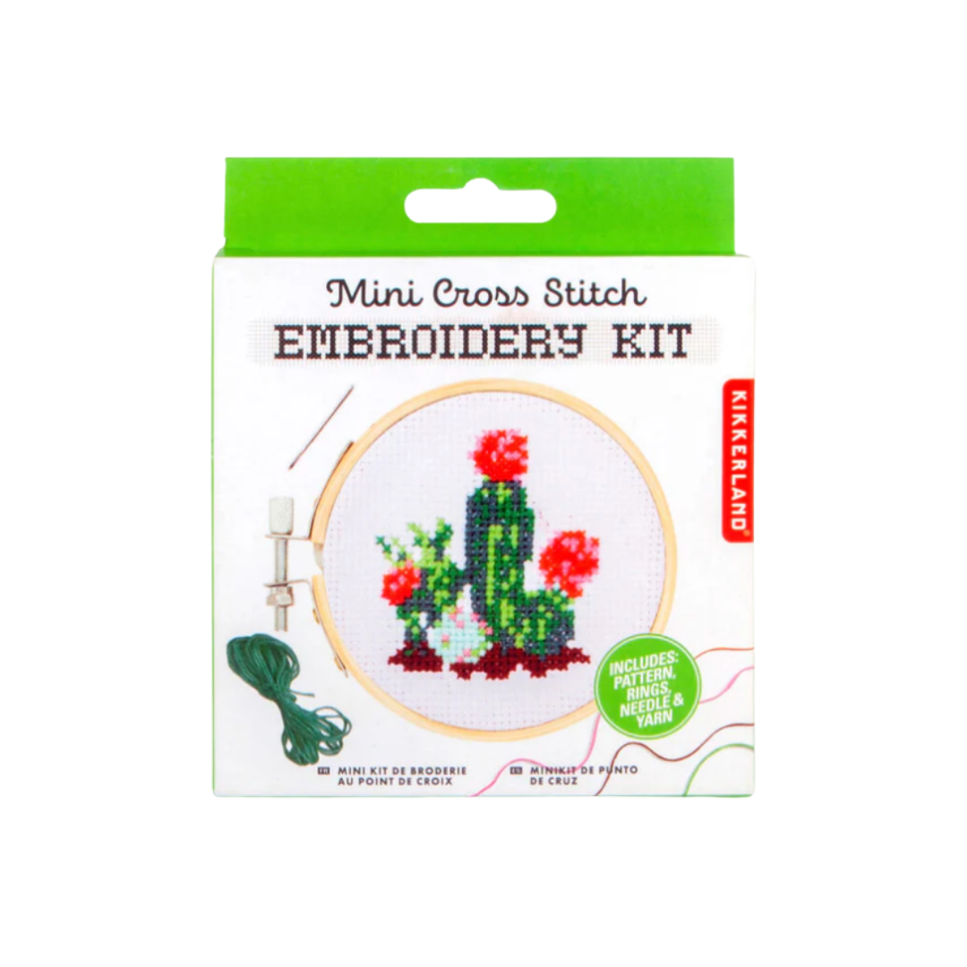 Kikkerland Mini Cross Stitch Kit - Cactus