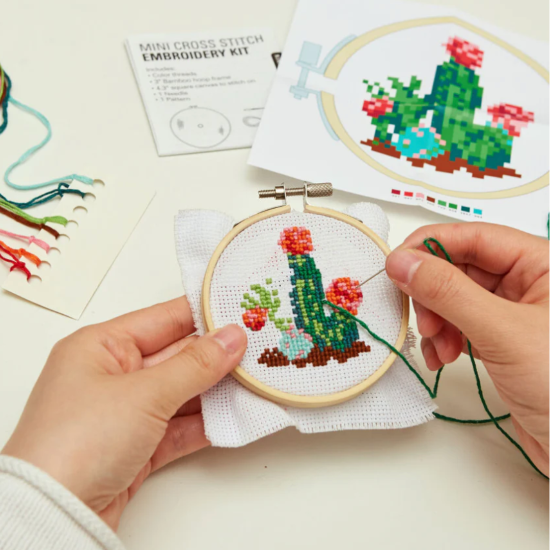 Kikkerland Mini Cross Stitch Kit - Cactus