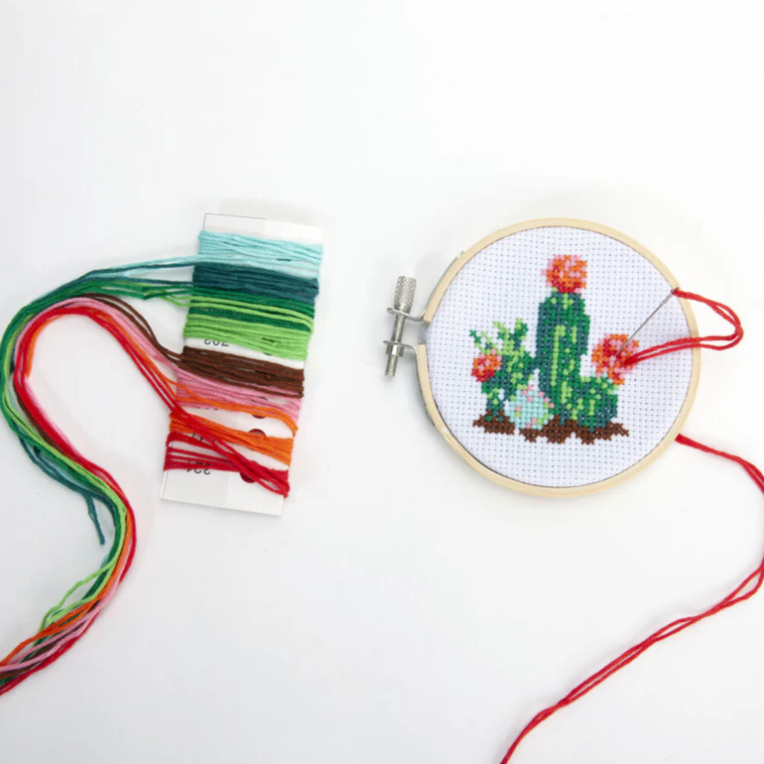 Kikkerland Mini Cross Stitch Kit - Cactus