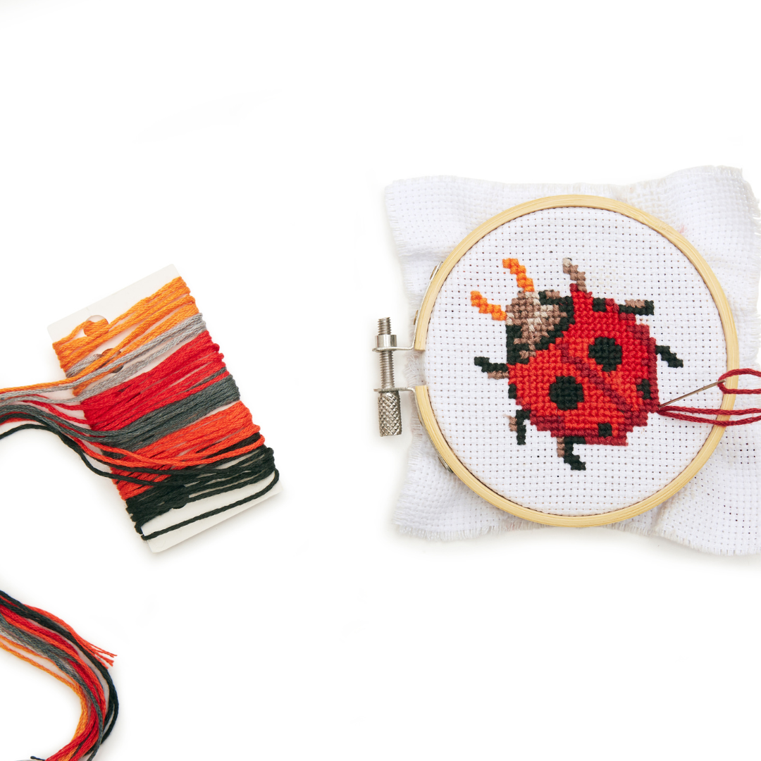 Kikkerland Mini Cross Stitch Kit - Ladybug