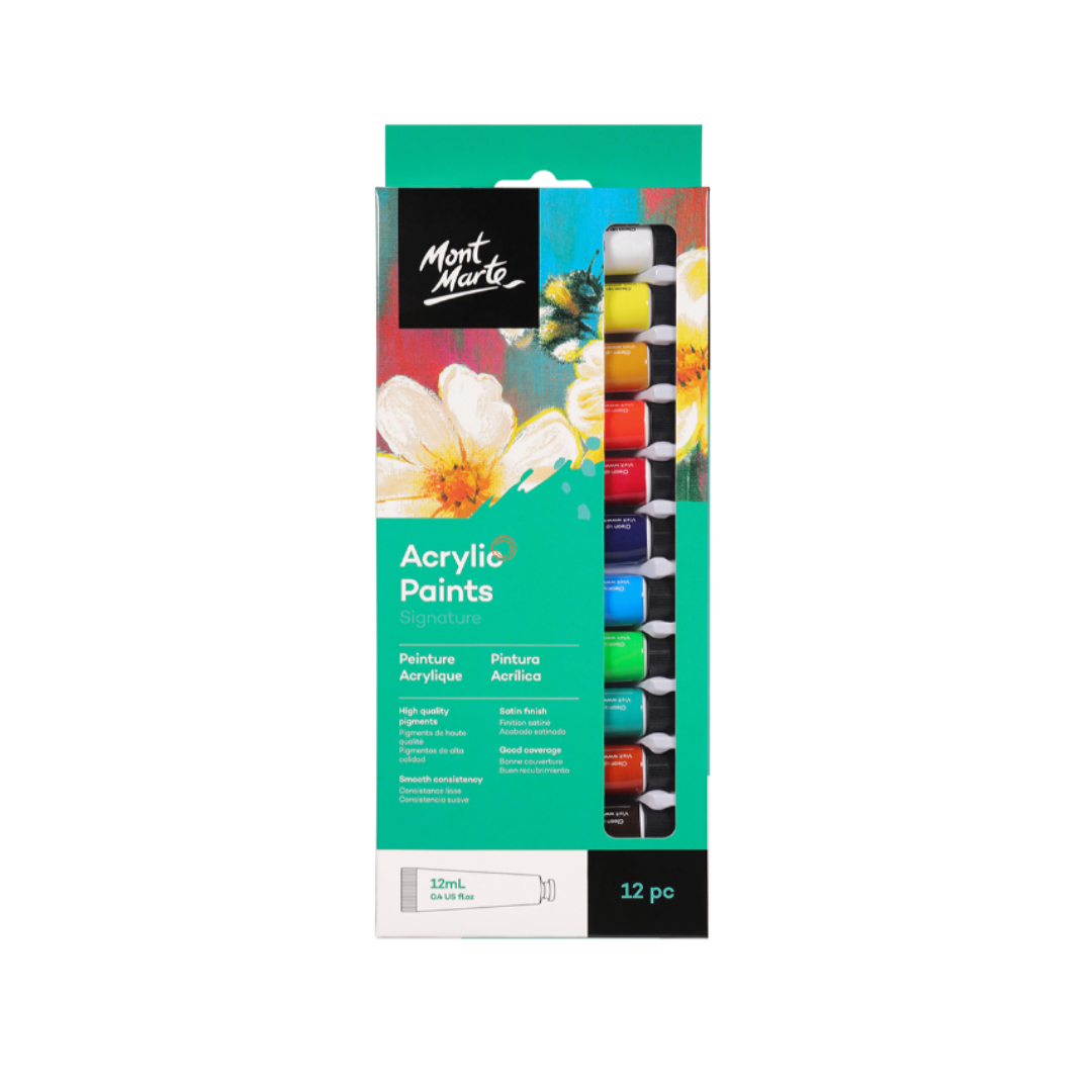 Mont Marte Acrylic Paint Set of 12 (12ml tubes)