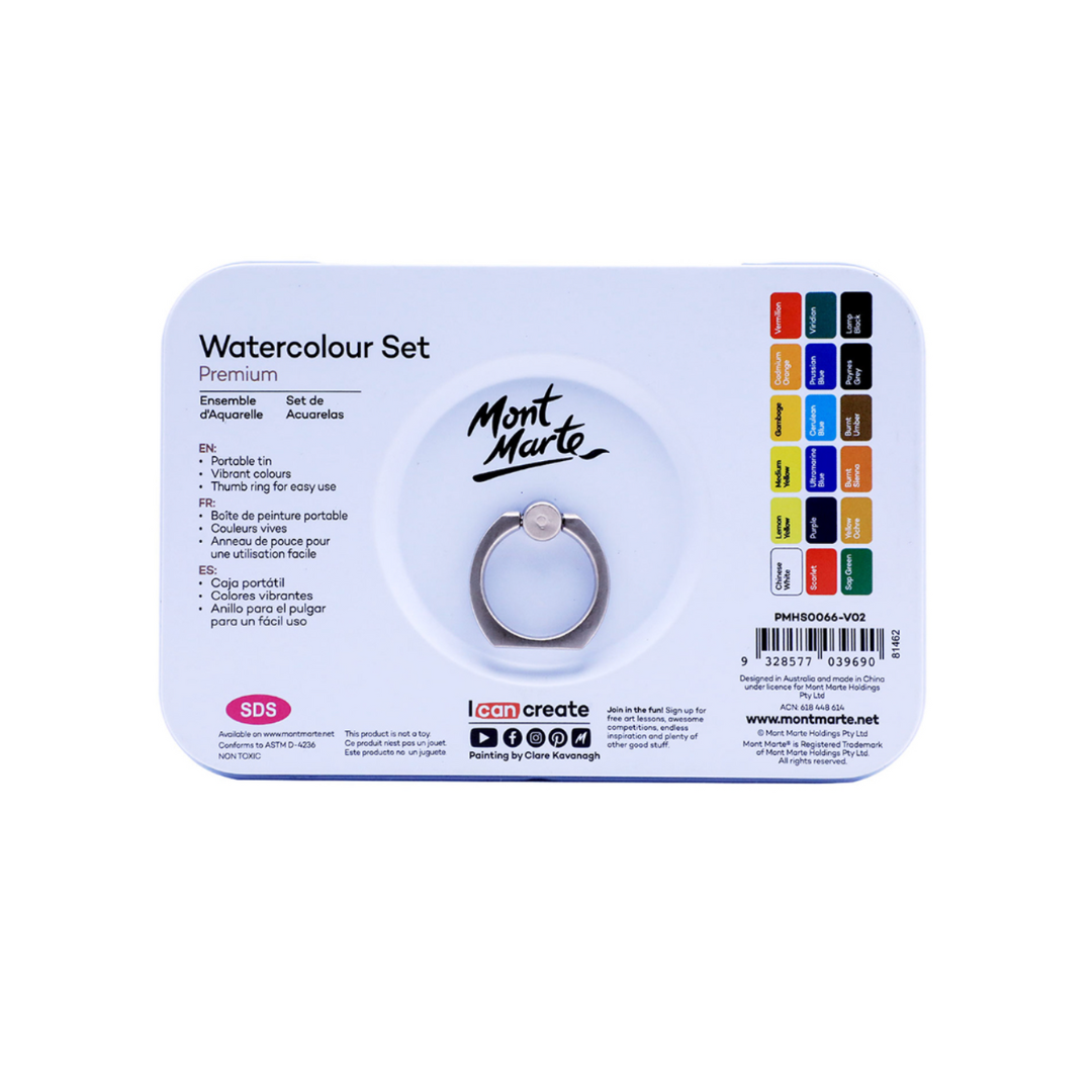 Mont Marte Beginner Watercolour Set of 21 Tin