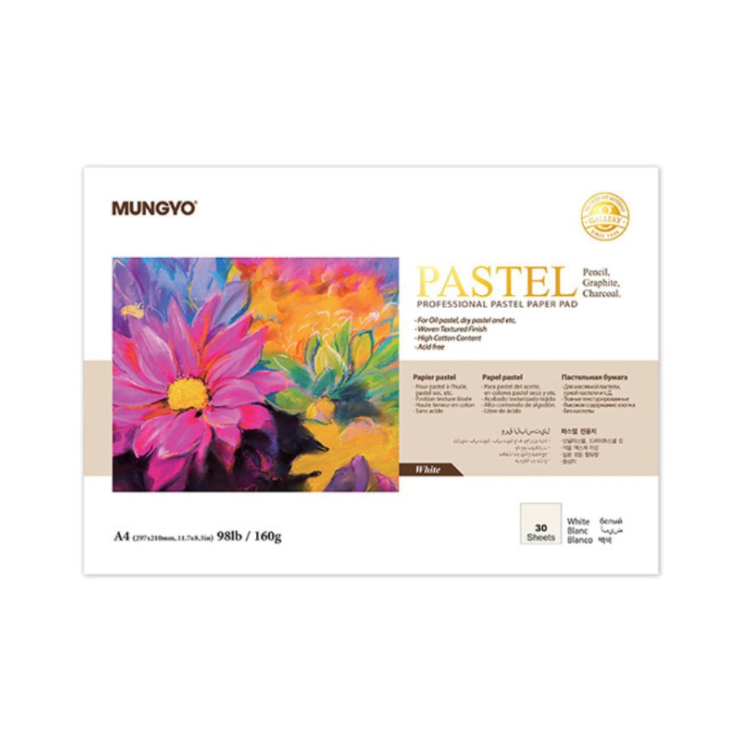 Mungyo White Pastel Paper Pad Glue-bound 9x12" 30 Sheets