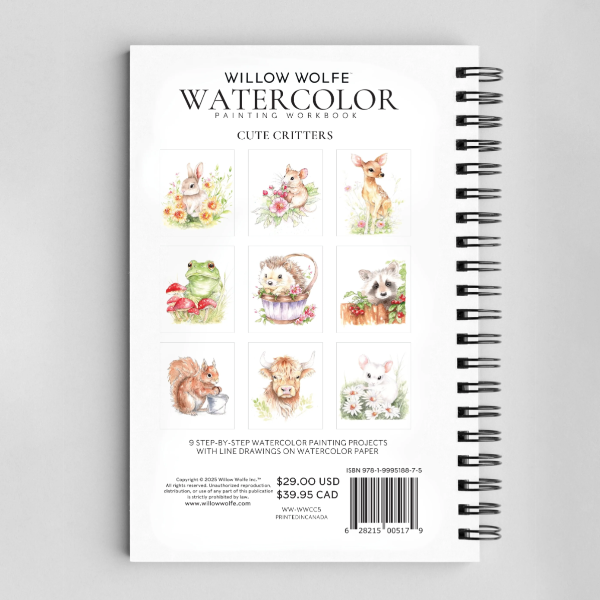 Willow Wolfe: Cute Critters Watercolour Workbook