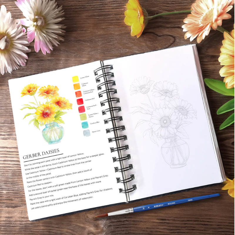 Willow Wolfe: Blooms & Bouquets Watercolour Workbook