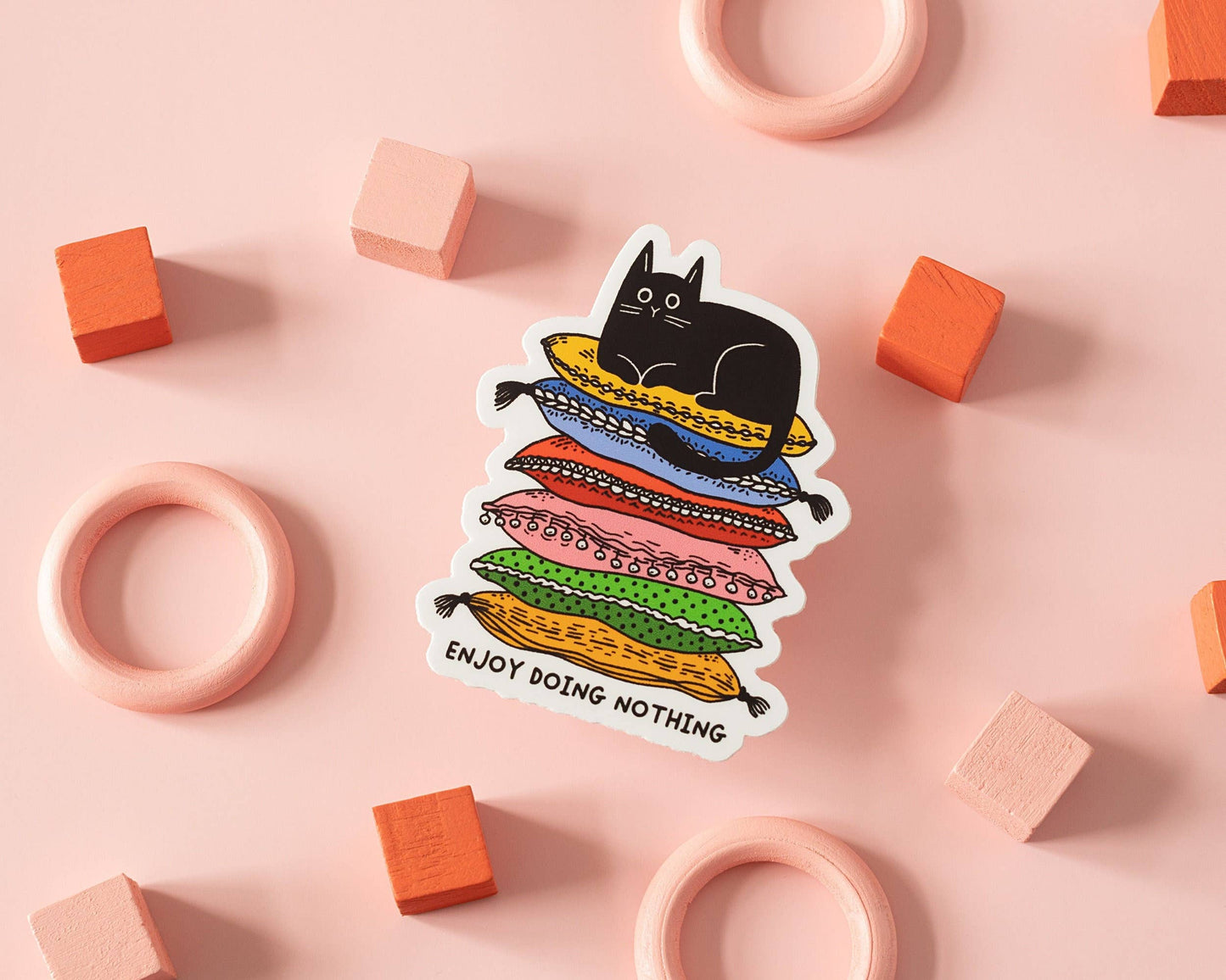"Enjoy Doing Nothing Cat" Vinyl Sticker