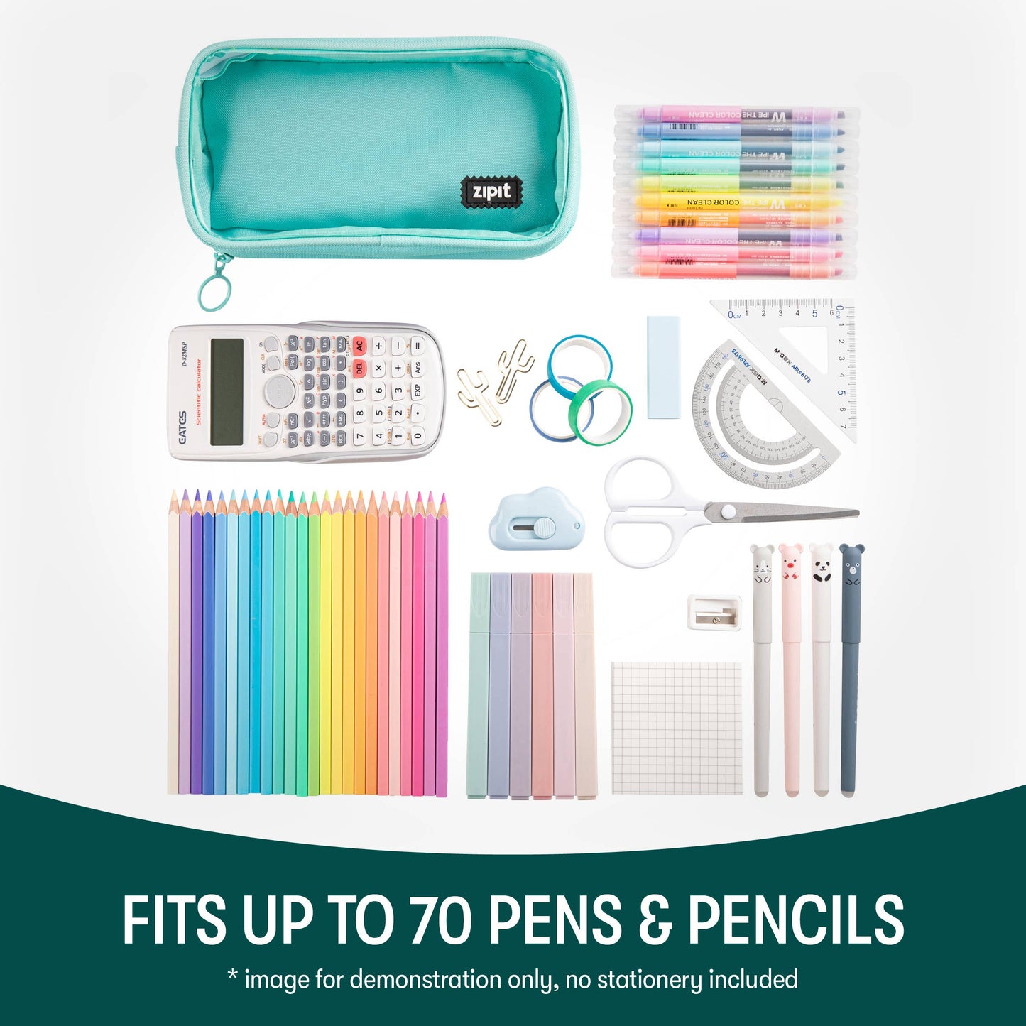 ZIPIT Half & Half Pencil Case, Aesthetic Pouch: Black