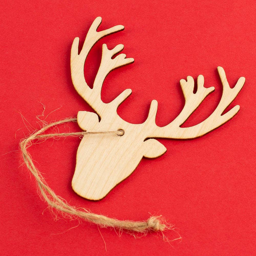3" DIY Laser Cut Deer Head Wood Ornaments