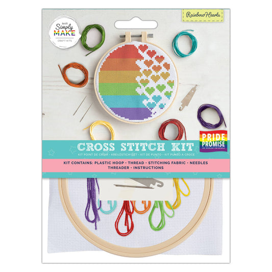 Cross Stitch Kit "Rainbow Hearts Design"