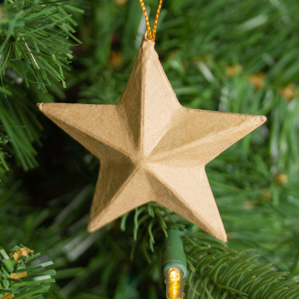 Paper Mache Dimensional Star Ornament 3x3"