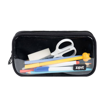 ZIPIT Half & Half Pencil Case, Aesthetic Pouch: Black