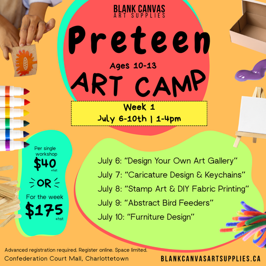 Preteen Art Camp (ages 10-13) Week of July 6-10th