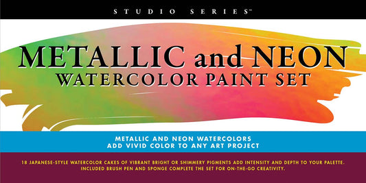 Studio Series Metallic & Neon Watercolour Paint Set (Set of 18 Colours)
