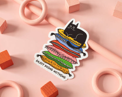 "Enjoy Doing Nothing Cat" Vinyl Sticker