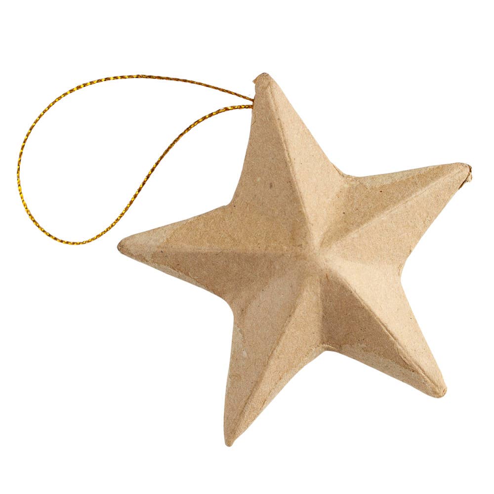 Paper Mache Dimensional Star Ornament 3x3"