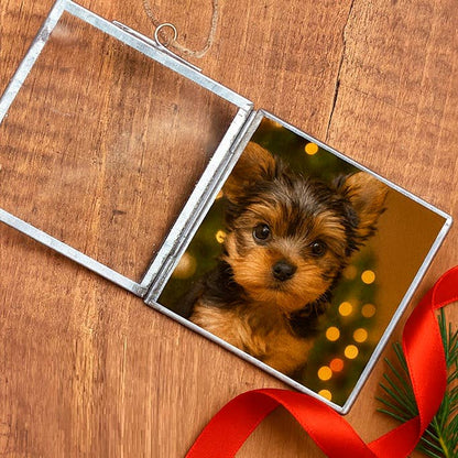 Metal and Glass Frame Ornament 3.3"