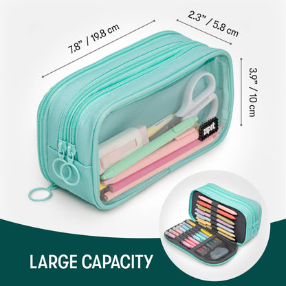 ZIPIT Half & Half Pencil Case, Aesthetic Pouch: Black