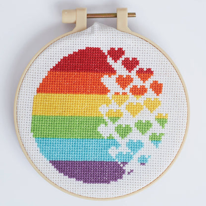 Cross Stitch Kit "Rainbow Hearts Design"