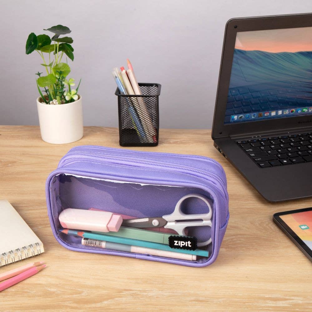 ZIPIT Half & Half Pencil Case (Purple)