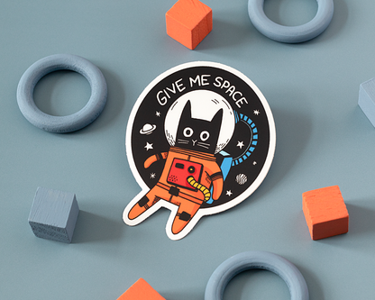 "Give Me Space Cat" Vinyl Sticker