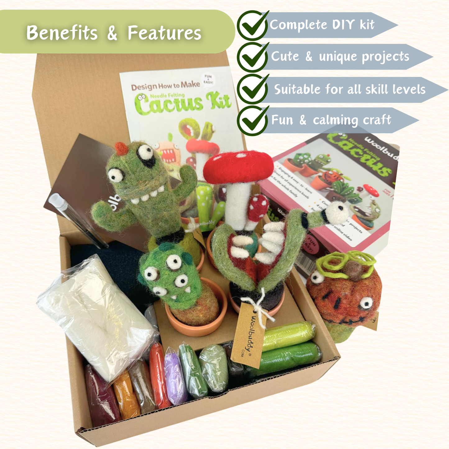 Woolbuddy Needle Felting Kit "Cactus Set"