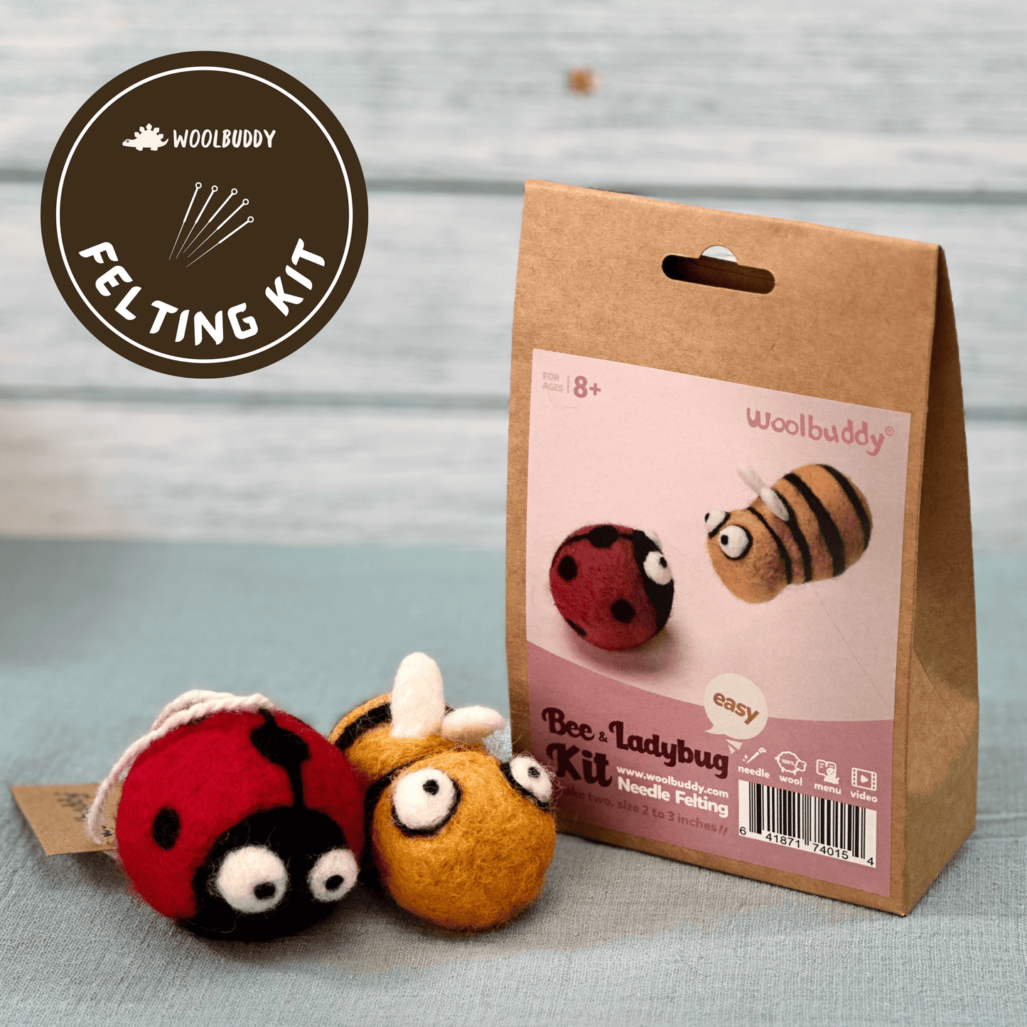 Woolbuddy Needle Felting Kit "Bee and Ladybug"