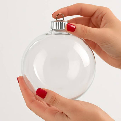 Clear Acrylic Fillable Ball Ornament 3.9"