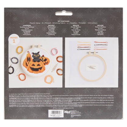 Cross Stitch Embroidery Hoop Kit "Cat & Pumpkin"