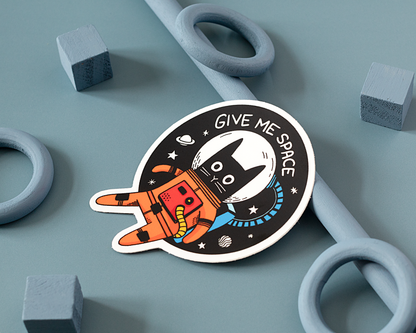 "Give Me Space Cat" Vinyl Sticker