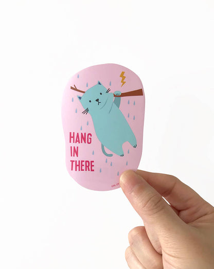 "Hang In There" Cat Vinyl Sticker