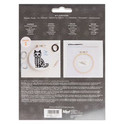 Cross Stitch Embroidery Hoop Kit "Skeleton Cat"